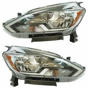 Halogen Headlight Lamp Assembly LH RH Kit Pair Compatible With Nissan Sentra