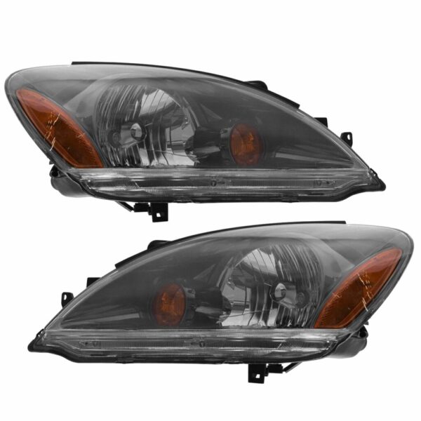 Headlights Headlamps w/ Smoked Background Left & Right Pair Set for 04-07 Lancer