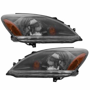 Headlights Headlamps w/ Smoked Background Left & Right Pair Set for 04-07 Lancer