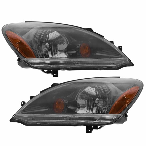 Headlights Headlamps w/ Smoked Background Left & Right Pair Set for 04-07 Lancer