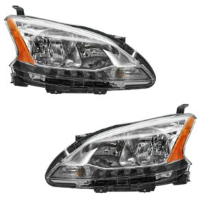 Headlights Headlamps Left LH & Right RH Pair Set for 13 Nissan Sentra