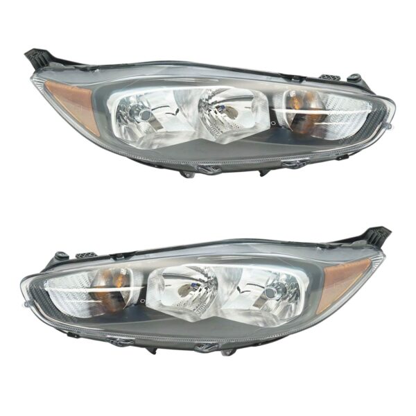 Halogen Headlight Headlamp Black Trim LH RH Kit Pait Set for Ford Fiesta New