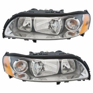 Halogen Headlight Headlamp LH RH Kit Pair Set of 2 Compatible with 05-07 Volvo V70 XC70