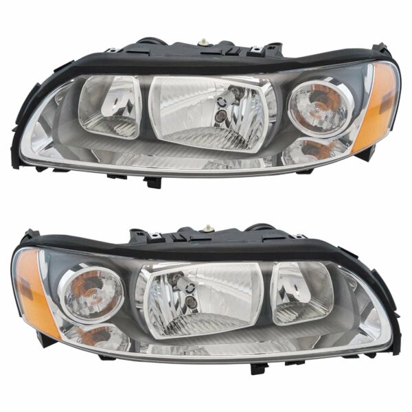 Halogen Headlight Headlamp LH RH Kit Pair Set of 2 Compatible with 05-07 Volvo V70 XC70