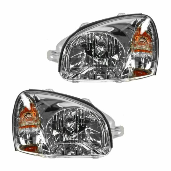Headlights Headlamps Left & Right Pair Set for 01-03 Hyundai Santa Fe