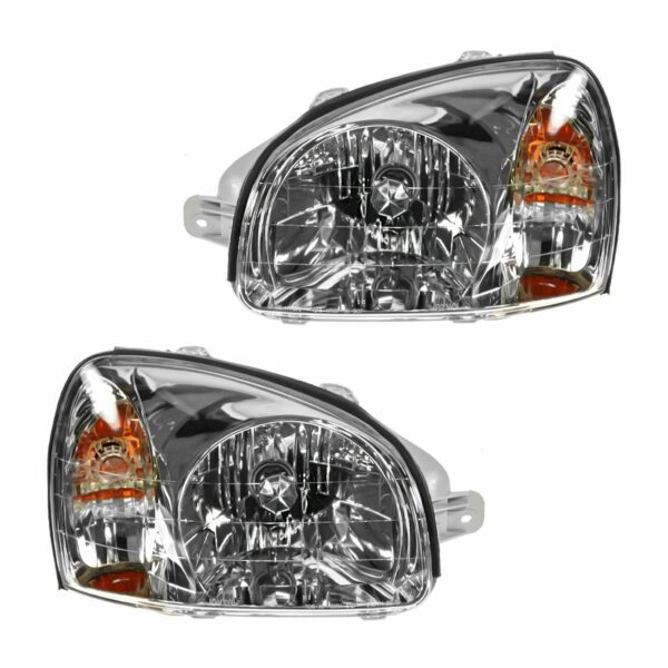 Headlights Headlamps Left & Right Pair Set for 01-03 Hyundai Santa Fe