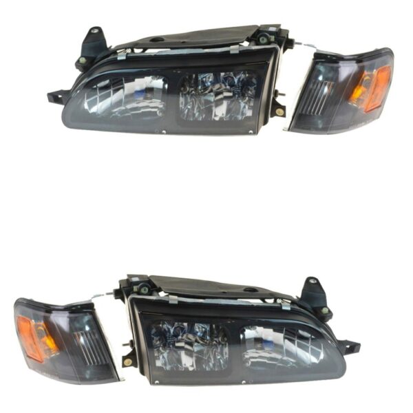 Headlights Corner Lights Performance Euro Crystal Style Pair Compatible with 93-97 Corolla