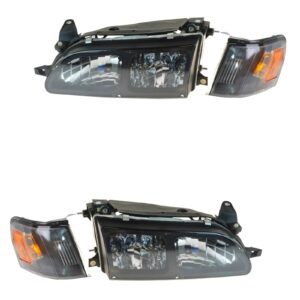 Headlights Corner Lights Performance Euro Crystal Style Pair Compatible with 93-97 Corolla