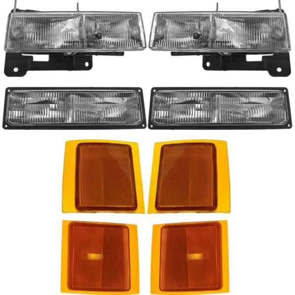 Headlights & Parking Corner Lights Left/Right Pair Set of 8 for Chevy C/K Blazer