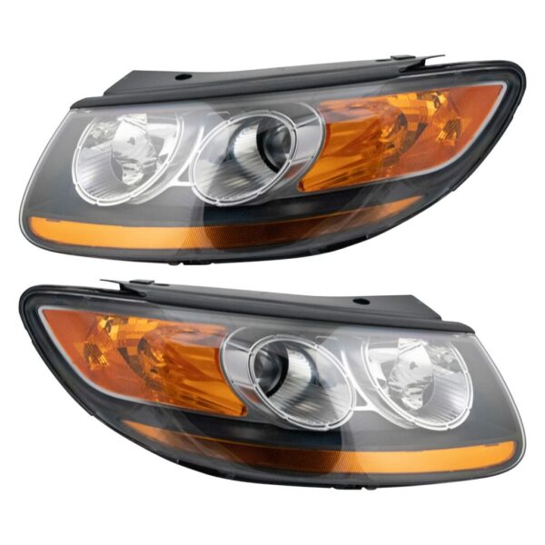 2pc Headlight Assembly Set Driver & Passenger Sides for 2010-12 Hyundai Santa Fe