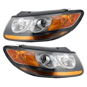2pc Headlight Assembly Set Driver & Passenger Sides for 2010-12 Hyundai Santa Fe