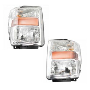 Headlight Lamp Assembly Pair LH & RH Sides for 08-10 Ford F-250 F-350 Super Duty