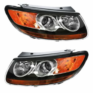 Headlight Headlamp Pair Set Compatible with 2007 Hyundai Santa Fe / Models Built Before 7/12/07 Production Date Only