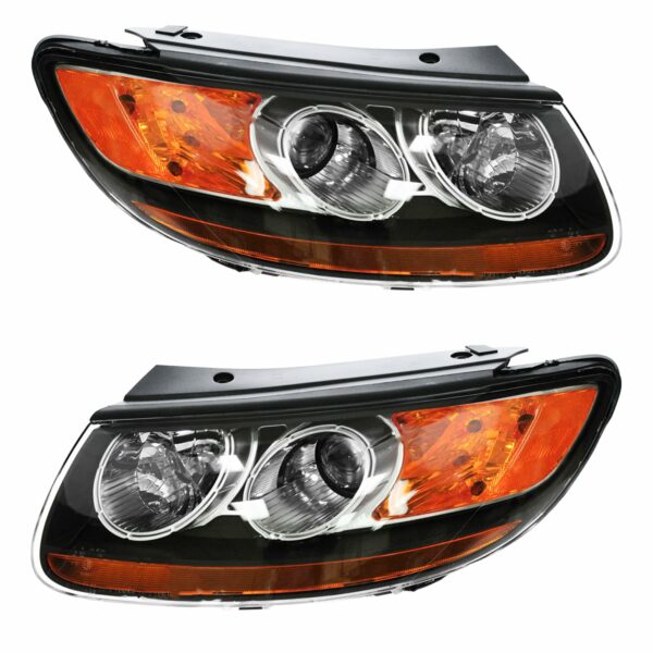 Headlight Headlamp Pair Set Compatible with 2007 Hyundai Santa Fe / Models Built Before 7/12/07 Production Date Only