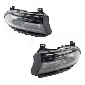 2 Piece Halogen Headlight Lamp Assembly Pair Set for Dodge Charger