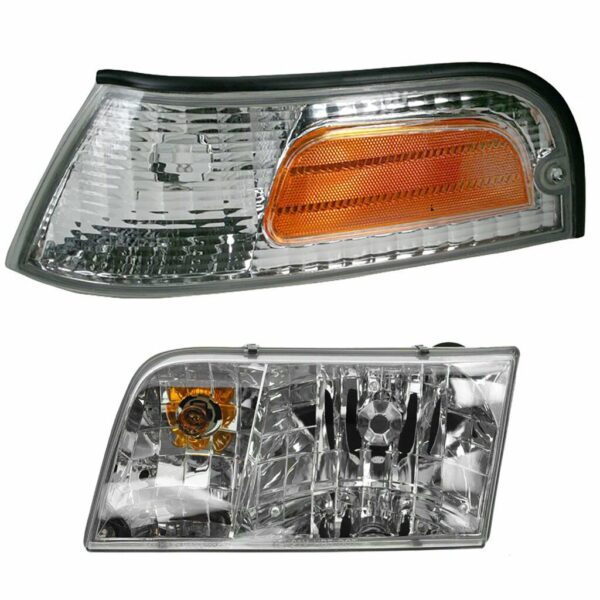 Headlights Headlamps & Corner Parking Lights LH Driver Side Set for Crown Vic