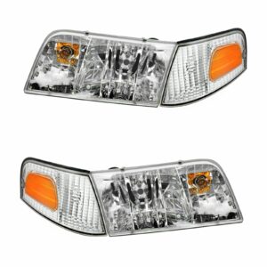 Headlights Headlamps & Corner Parking Lights Kit Set for 98-11 Crown Victoria
