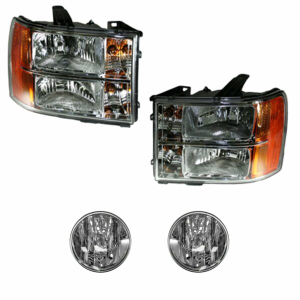 Headlight Parking Fog Driving Light Lamp LH RH Set of 4 for GMC Sierra Truck