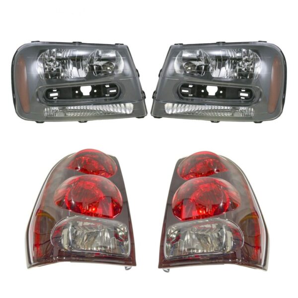 Headlight Tail Light Lamp Front Rear LH RH Kit Set for 02-09 Trailblazer New