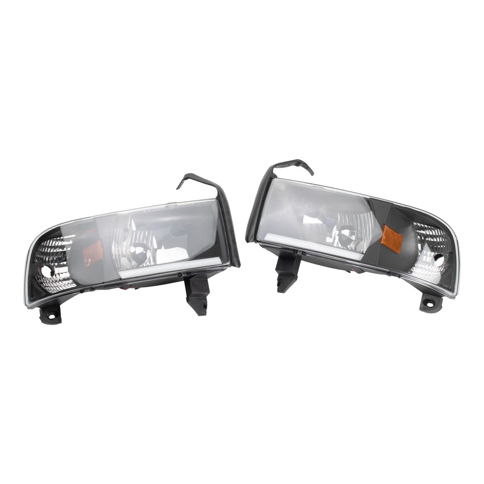 2pc Performance Headlight lamp Pair Set of 2 Black for 94-01 Ram Pickup Truck