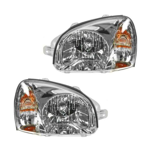 Headlights Headlamps Left & Right Pair Set for 01-03 Hyundai Santa Fe
