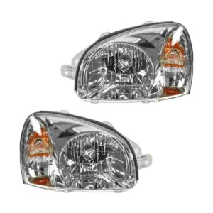 Headlights Headlamps Left & Right Pair Set for 01-03 Hyundai Santa Fe