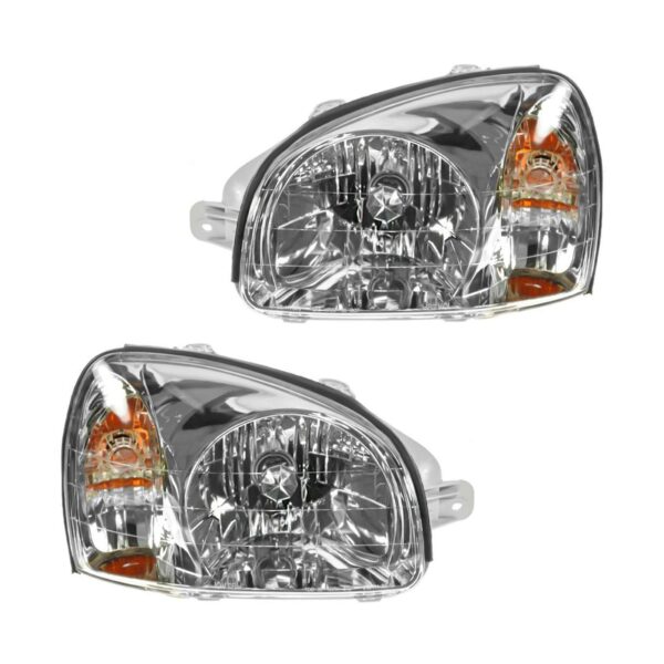 Headlights Headlamps Left & Right Pair Set for 01-03 Hyundai Santa Fe