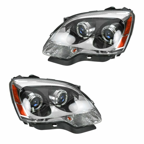 Headlights Headlamps w/ Blue Lens Left & Right Pair Set for 07-09 GMC Acadia