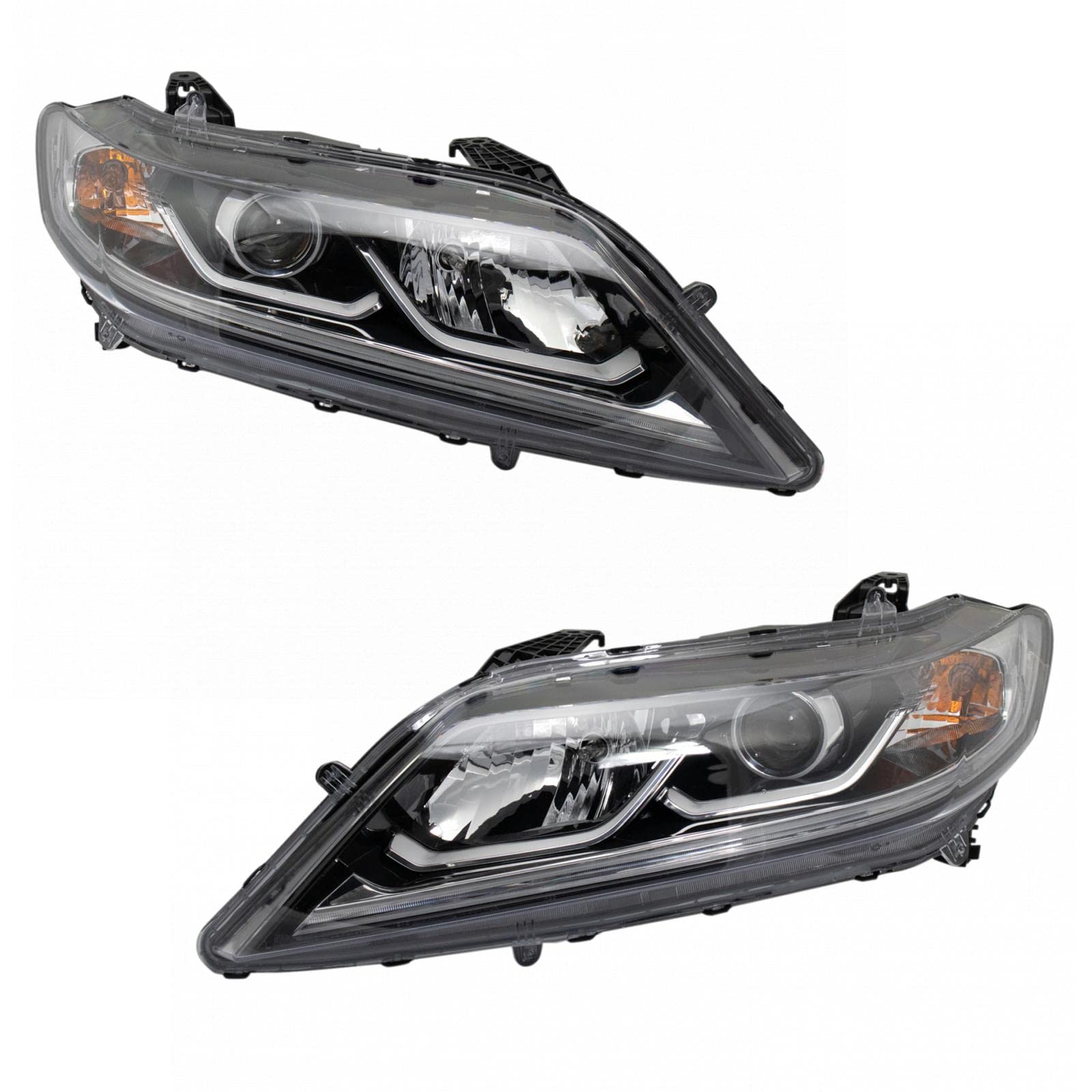 Halogen Headlight Lamp Assembly Pair LH & RH Set for Honda Accord EX EX-L Coupe