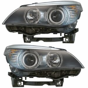 Halogen Headlights Headlamps Left & Right Pair Set for 2008-2010 BMW 5 Series 528i / 535i / 550i