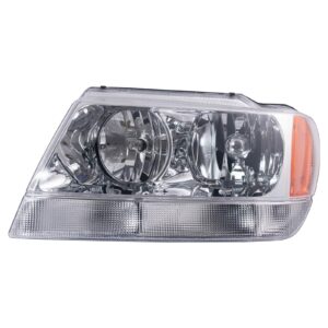 Headlight Headlamp Driver Side Left LH Compatible with 99-04 Jeep Grand Cherokee Limited