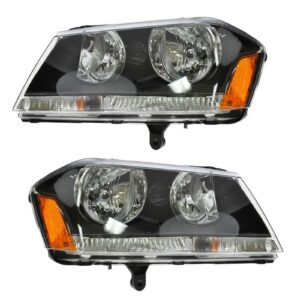 Headlights Headlamps Left & Right Pair Set for 08-10 Dodge Avenger RT