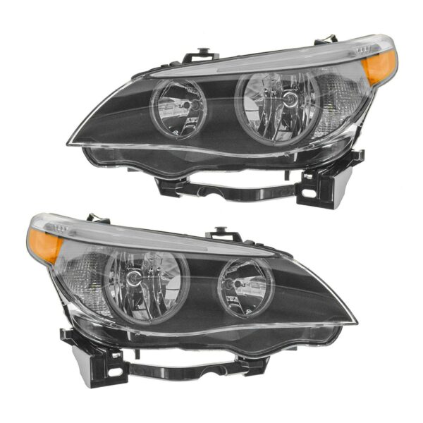 Headlights Headlamps Halogen Left & Right Pair Set for BMW E60 5 Series