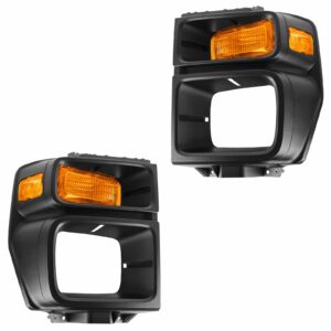 Headlight Trim Bezel w/ Parking Turn Signal Light Lamp Pair for E150 E250 E350