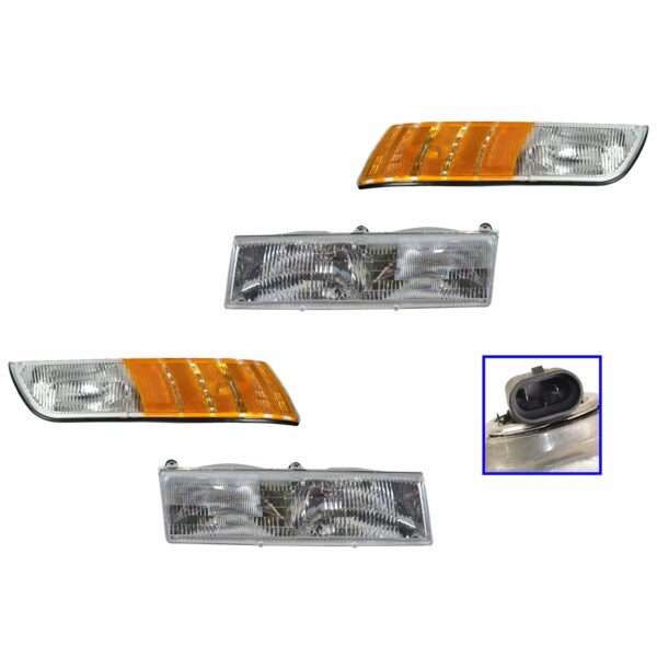 Front Headlight Parking Corner Lamp Housings L R Kit Set of 4 for Grand Marquis