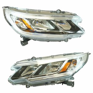 Halogen Headlight Lamp LH RH Kit Pair Set of 2 Compatible With Honda CR-V LX SUV