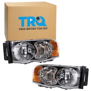 TRQ Headlight Set Fits 2002-2005 Dodge Ram 1500 Ram 2500 Ram 3500