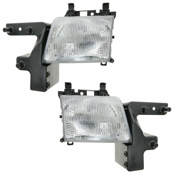 Front Headlights Headlamps Lights Lamps Pair Set for 98-03 Dodge Van Full Size