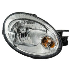 Headlight Headlamp w/ Chrome Bezel Passenger Side Right RH Compatible with 03-05 Dodge Neon