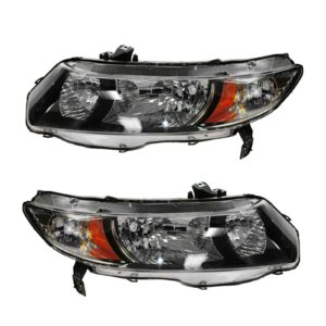 Headlight Headlamp LH Left & RH Right Pair Set for 10-11 Civic 2 Door Coupe