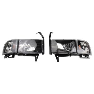 TRQ Performance Headlight Set Compatible with 1994-2002 Dodge Ram 1500 Ram 2500 Ram 3500