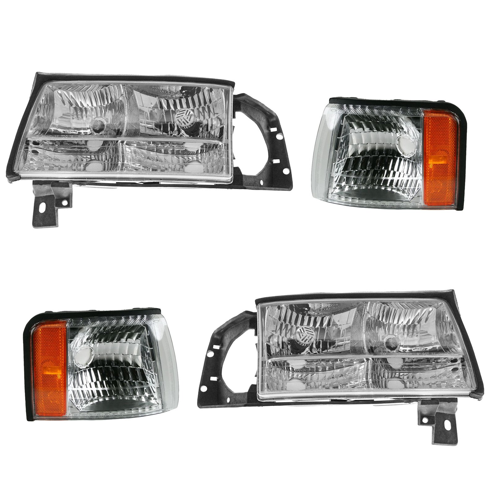 Headlights & Parking Corner Lights Left & Right Kit Set for 97-99 Deville