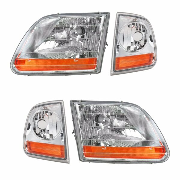 Headlight & Parking Light Left & Right Set Kit for 02-03 F150 Harley Davidson