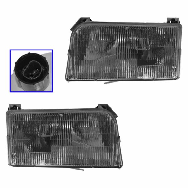 Headlights Headlamps Left & Right Pair Set for Ford F-Series Pickup Truck