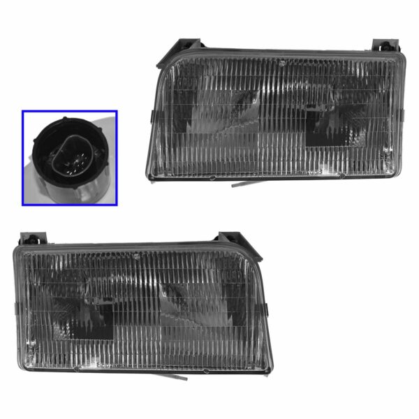 Headlights Headlamps Left & Right Pair Set for Ford F-Series Pickup Truck