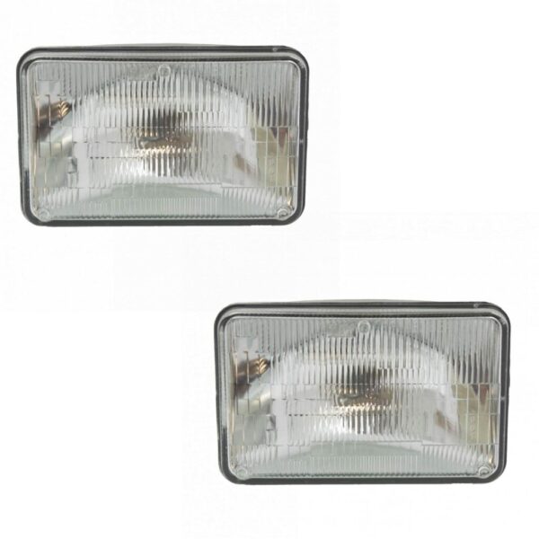 TRQ Halogen Sealed Beam Headlight Headlamp Pair 6 1/2" by 4 1/4"