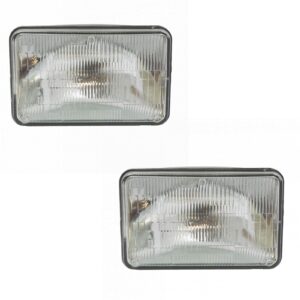 TRQ Halogen Sealed Beam Headlight Headlamp Pair 6 1/2" by 4 1/4"