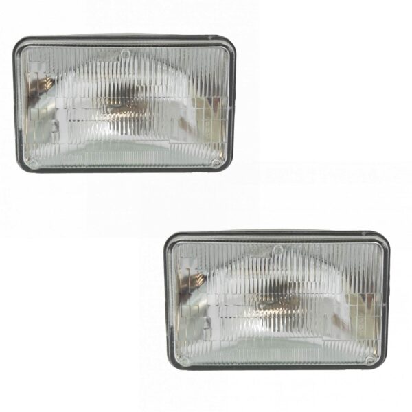 TRQ Halogen Sealed Beam Headlight Headlamp Pair 6 1/2" by 4 1/4"