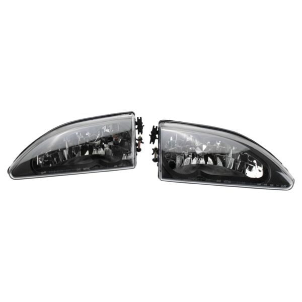 2 Piece Performance Headlight lamp Pair Set of 2 Black Housing Clear Lens for 94-98 Ford Mustang Cobra