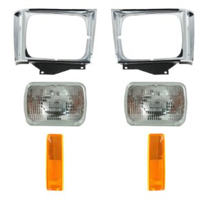 6 Piece Lighting Kit Headlights Chrome Bezels & Side Marker Lights for Chevy S10 Pickup Blazer S10 GMC Jimmy S-15